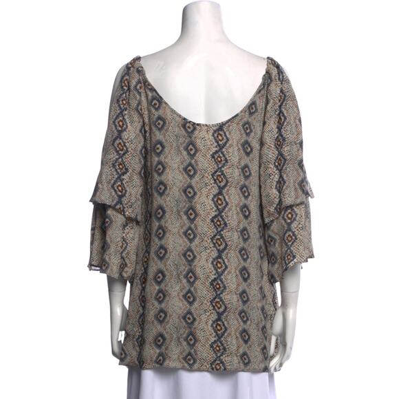 Parker Silk Cold Shoulder Flutter Sleeve Tunic Top - Picture 3 of 11